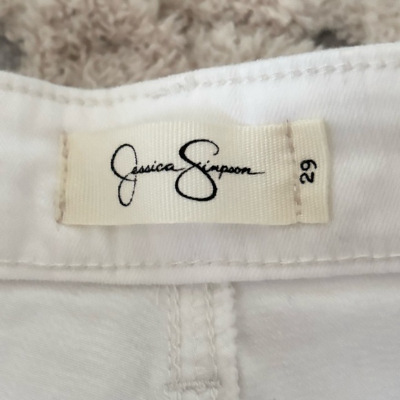 Jessica Simpson High Rise Straight Leg Ankle Cutoff Frayed Jeans  29 White - Picture 4 of 11